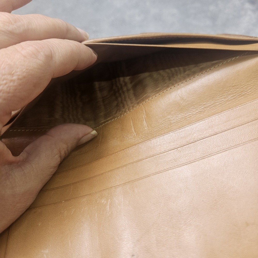 Celine Macadam Triomphe Women's Brown Leather Bifold Long Wallet Authentic - Picture 11 of 12